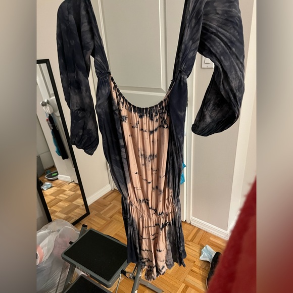 Surf Gypsy Pink and Blue Tie-Dye Off the Shoulder Romper - Picture 2 of 2